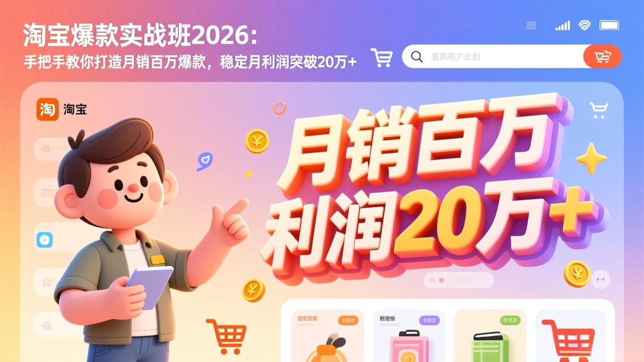 淘宝爆款实战班-2026年3月更新：手把手教你打造月销百万爆款，稳定月利润突破20万+-卿云社