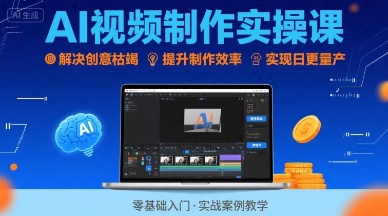 Ai视频制作实操课，解决创意枯竭、效率低下痛点，实现日更量产可持续变现(更新26年3月)-卿云社