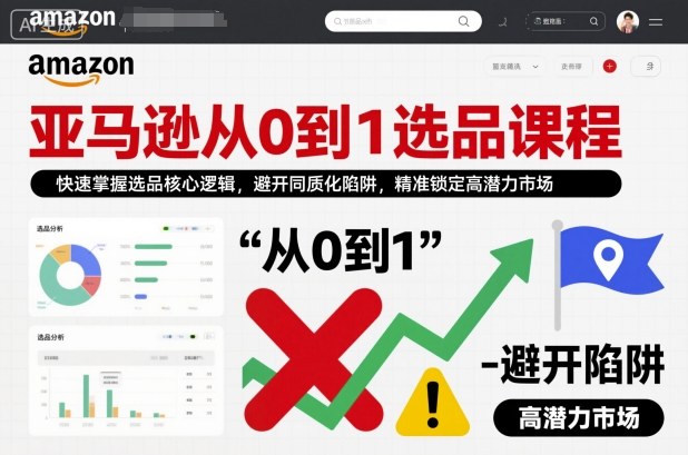 亚马逊从0到1选品课程，快速掌握选品核心逻辑，避开同质化陷阱，精准锁定高潜力市场(更新)-卿云社