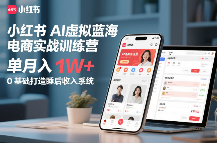 小红书AI虚拟蓝海电商实战训练营，单月入1W+，0基础打造睡后收入系统(更新)-卿云社
