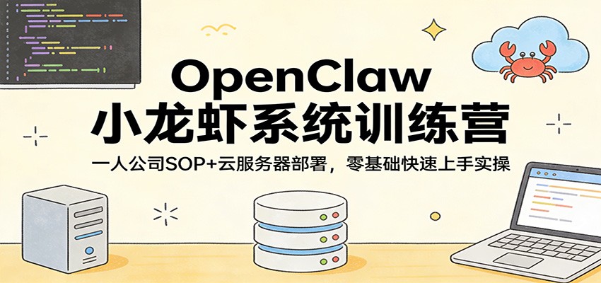 OpenClaw小龙虾系统训练营：一人公司SOP，云服务器部署，零基础快速上手实操-卿云社