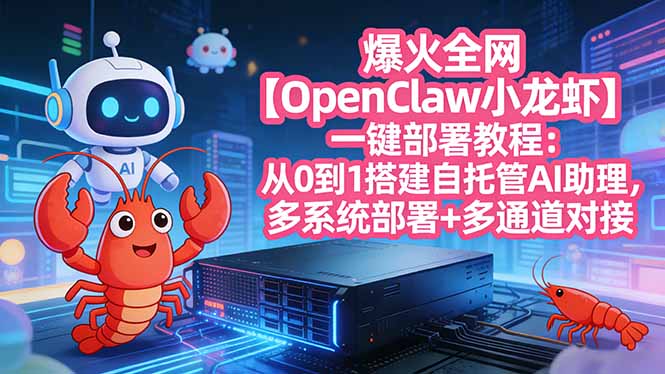 爆火全网【OpenClaw 小龙虾】一键部署教程：从0到1搭建自托管AI助理，多系统部署+多通道对接-卿云社
