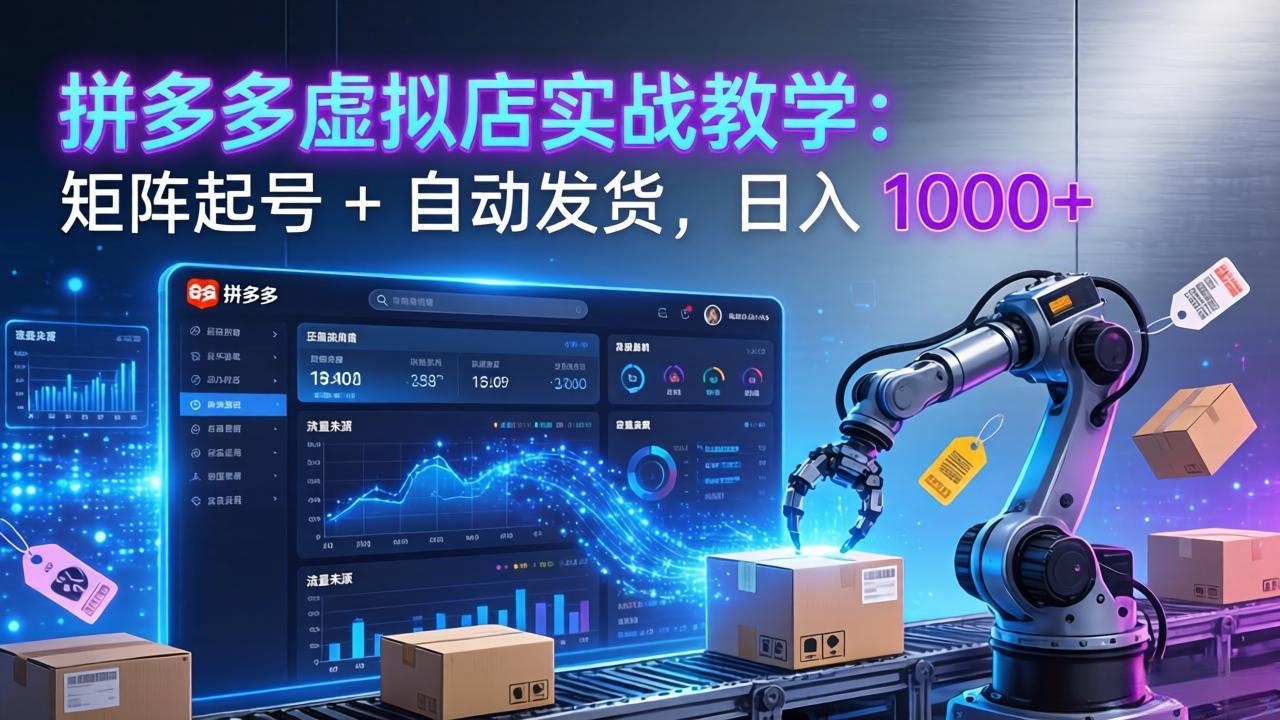拼多多虚拟店实战教学：矩阵起号 + 自动发货，日入 1000+-卿云社