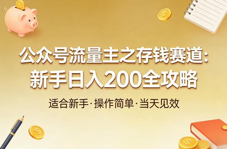 公众号流量主之存钱赛道，贴合当下需求，适合新手，一天收益2张-卿云社