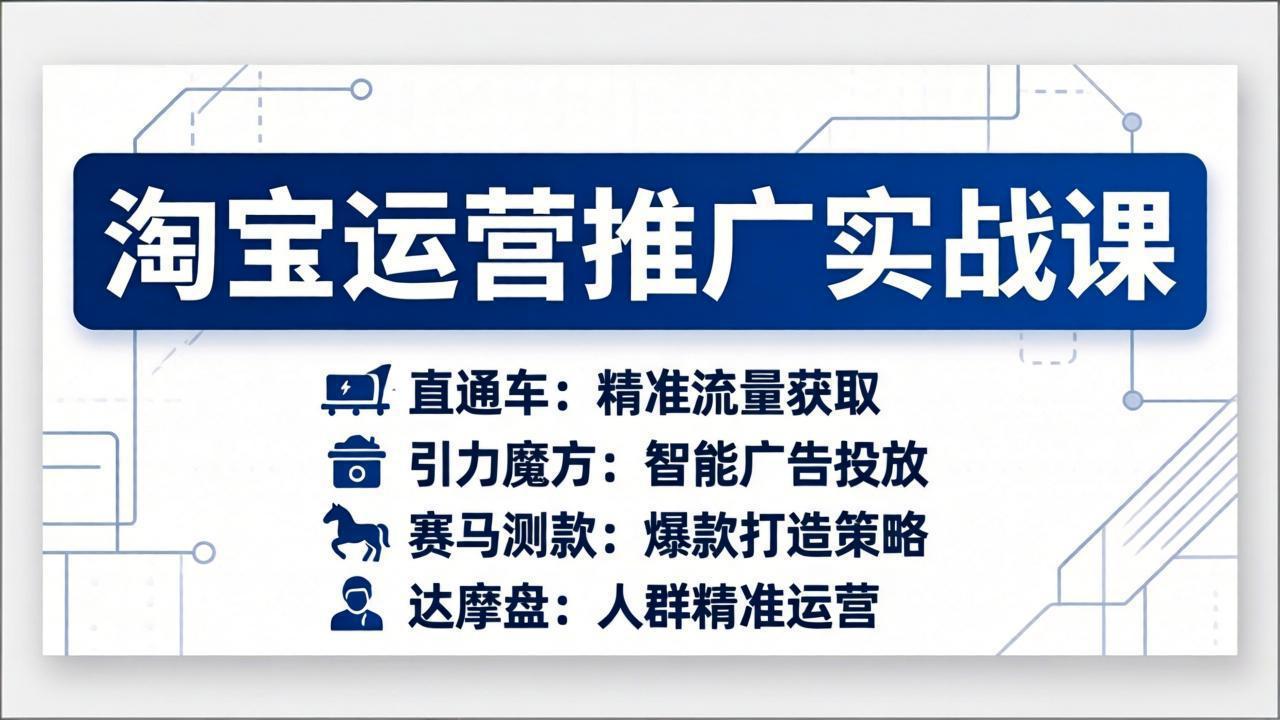 淘宝运营推广实战课，直通车+引力魔方+赛马测款+达摩盘人群推广等(更新26年3月-卿云社