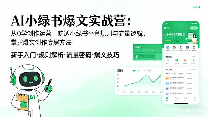 AI 小绿书爆文实战营：从0学创作运营，吃透小绿书平台规则与流量逻辑，掌握爆文创作底层方法-卿云社