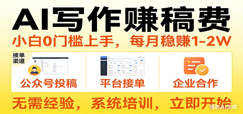 用AI写作赚稿费，提供接单渠道，每月稳赚1-2W，小白0门槛上手！-卿云社