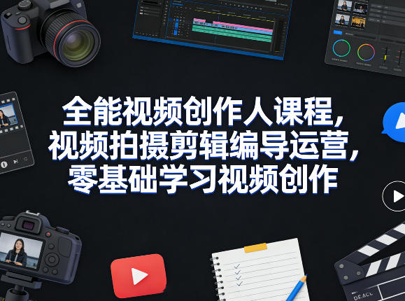 全能视频创作人课程，视频拍摄剪辑编导运营，零基础学习视频创作(更新2026年3月)-小艾项目网