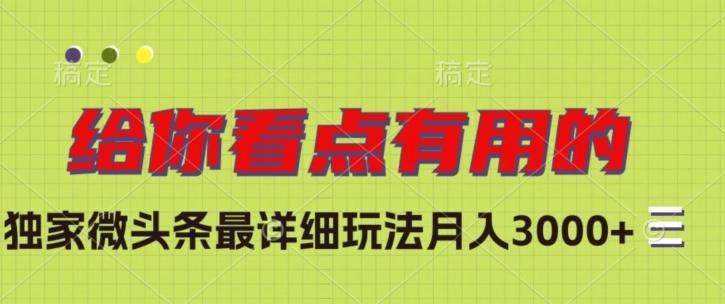 独家微头条最详细玩法，月入3000+【揭秘】-卿云社