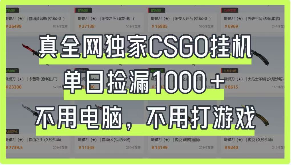 真全网独家CSGO挂机，单日捡漏1000+，不用电脑，不用养号-卿云社