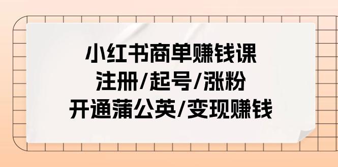小红书商单赚钱课：注册/起号/涨粉/开通蒲公英/变现赚钱(25节课)-卿云社