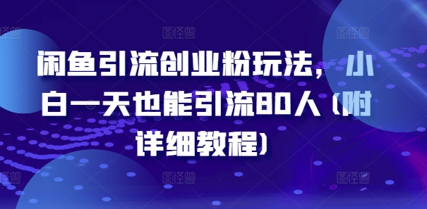 闲鱼引流创业粉玩法，小白一天也能引流80人(附详细教程)-卿云社