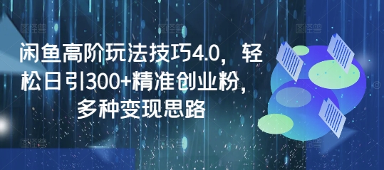 闲鱼高阶玩法技巧4.0，轻松日引300+精准创业粉，多种变现思路-卿云社