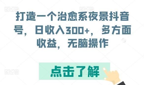 打造一个治愈系夜景抖音号，日收入300+，多方面收益，无脑操作【揭秘】-卿云社