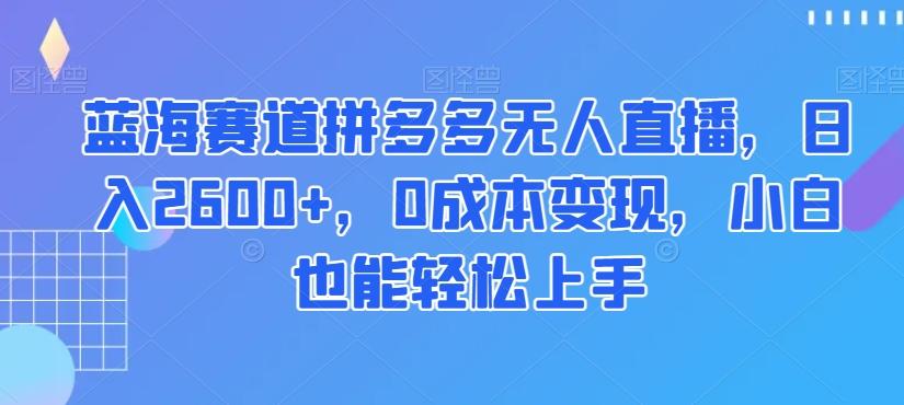 蓝海赛道拼多多无人直播，日入2600+，0成本变现，小白也能轻松上手【揭秘】-卿云社
