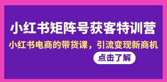 小红书矩阵号获客特训营-第10期，小红书电商的带货课，引流变现新商机-卿云社