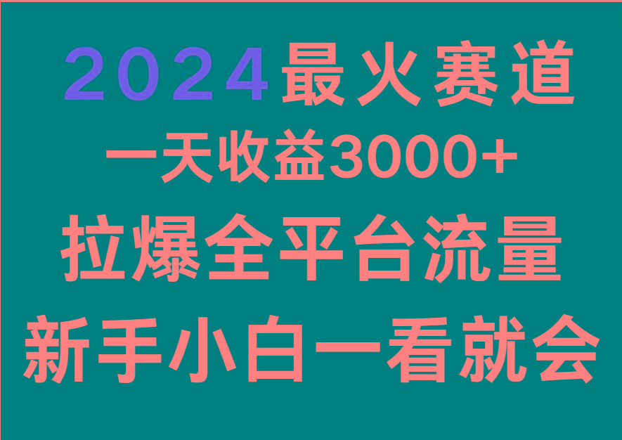 2024最火赛道,一天收一3000+.拉爆全平台流量,新手小白一看就会-卿云社