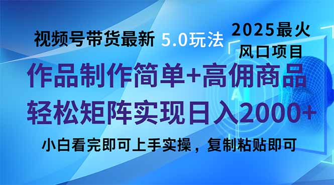 视频号带货最新5.0玩法，作品制作简单，当天起号，复制粘贴，轻松矩阵…-卿云社