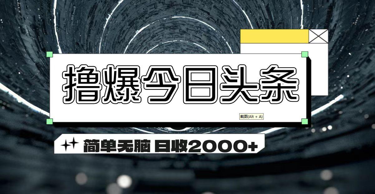 撸爆今日头条 简单无脑操作 日收2000+-卿云社