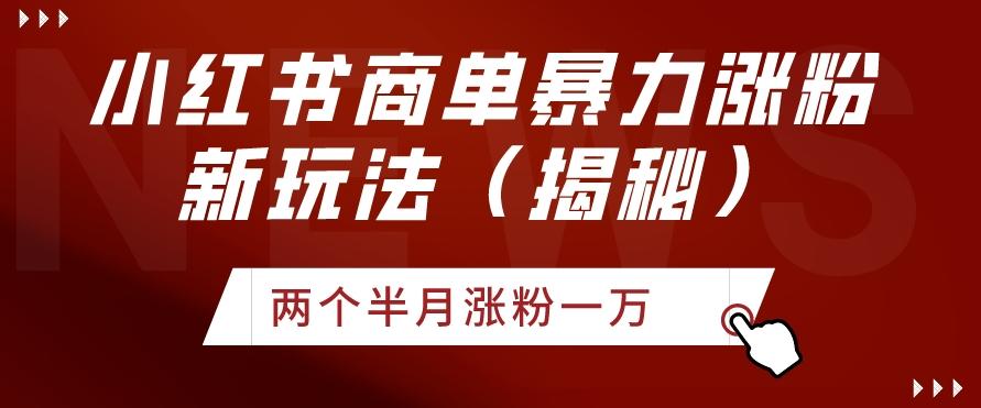 小红书商单暴力涨粉新玩法两个半月涨粉一万（揭秘）-卿云社