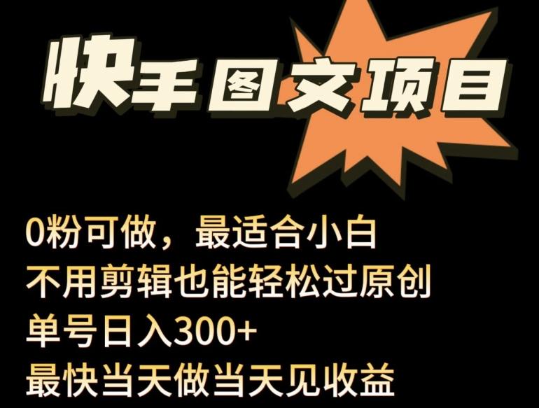 24年最新快手图文带货项目，零粉可做，不用剪辑轻松过原创单号轻松日入300+【揭秘】-卿云社