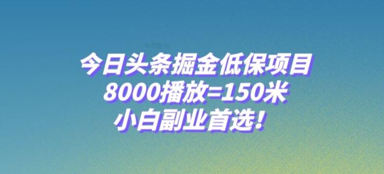 今日头条掘金低保项目，8000播放=150米，小白副业首选【揭秘】-卿云社