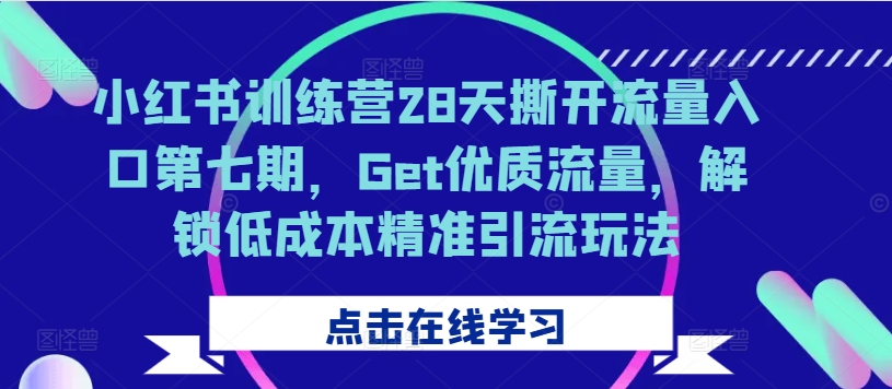 小红书训练营28天撕开流量入口第七期，Get优质流量，解锁低成本精准引流玩法-卿云社