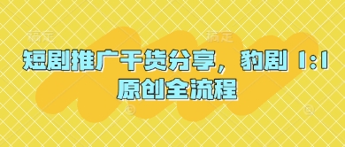 短剧推广干货分享，豹剧 1:1原创全流程-卿云社