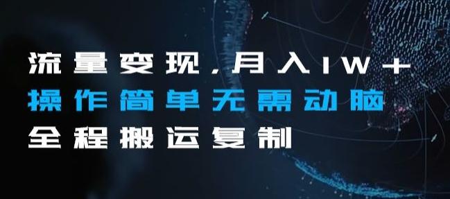 流量变现，月入1W+操作简单无需动脑全程搬运复制【揭秘】-卿云社