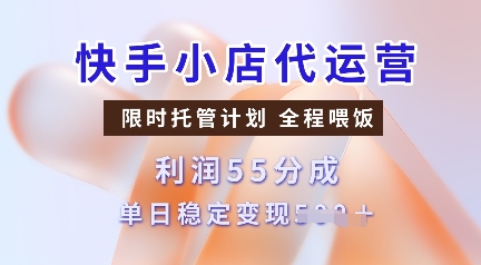 快手小店代运营，限时托管计划，收益55分，单日稳定变现多张【揭秘】-卿云社