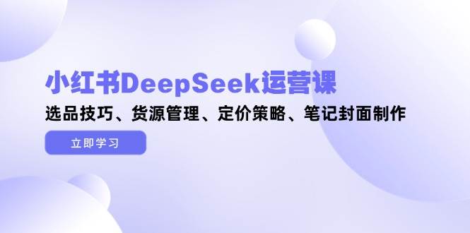 小红书DeepSeek运营课，选品技巧、货源管理、定价策略、笔记封面制作-卿云社