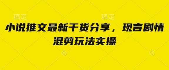 小说推文最新干货分享，现言剧情混剪玩法实操-卿云社