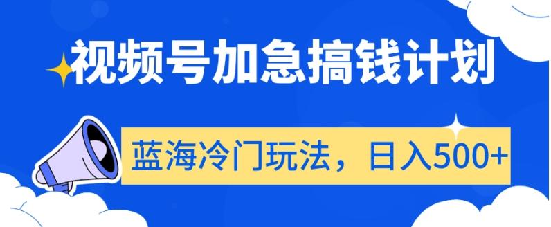 视频号加急搞钱计划，蓝海冷门玩法，日入500+【揭秘】-卿云社