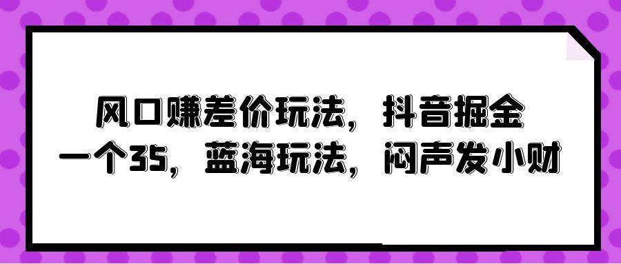 (10022期)风口赚差价玩法，抖音掘金，一个35，蓝海玩法，闷声发小财-卿云社
