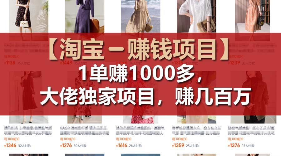 【淘宝赚钱项目】1单可赚1000多，大佬独家项目，年赚几百万-卿云社