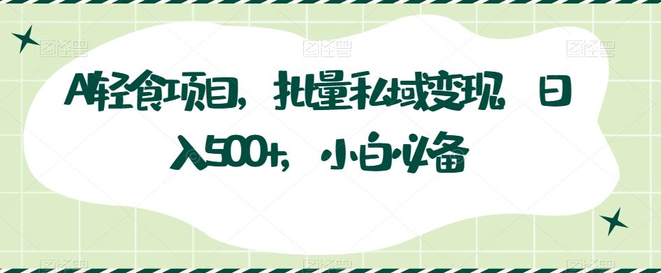 AI轻食项目，批量私域变现，日入500+，小白必备-卿云社