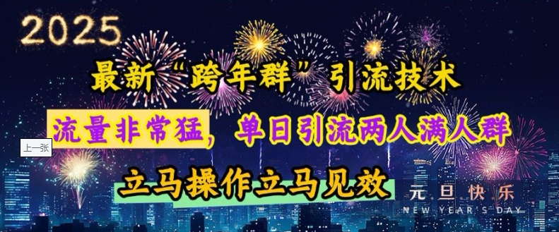 最新“跨年群”引流，流量非常猛，单日引流两人满人群，立马操作立马见效【揭秘】-卿云社