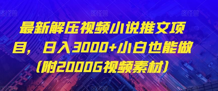 最新解压视频小说推文项目，日入3000+小白也能做（附2000G视频素材）【揭秘】-卿云社