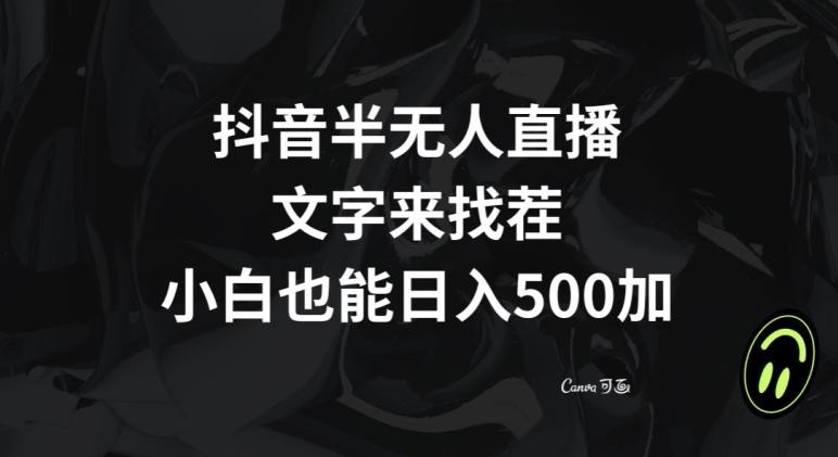 抖音半无人直播，文字来找茬小游戏，每天收益500+【揭秘】-卿云社