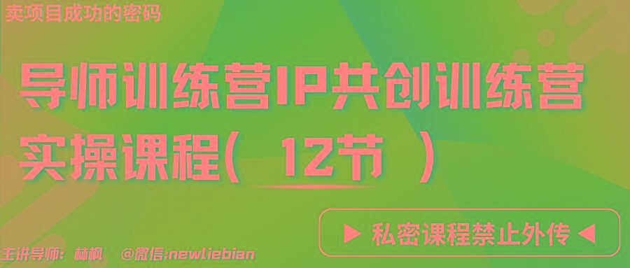 导师训练营3.0IP共创训练营私密实操课程(12节)-卖项目的密码成功秘诀-卿云社