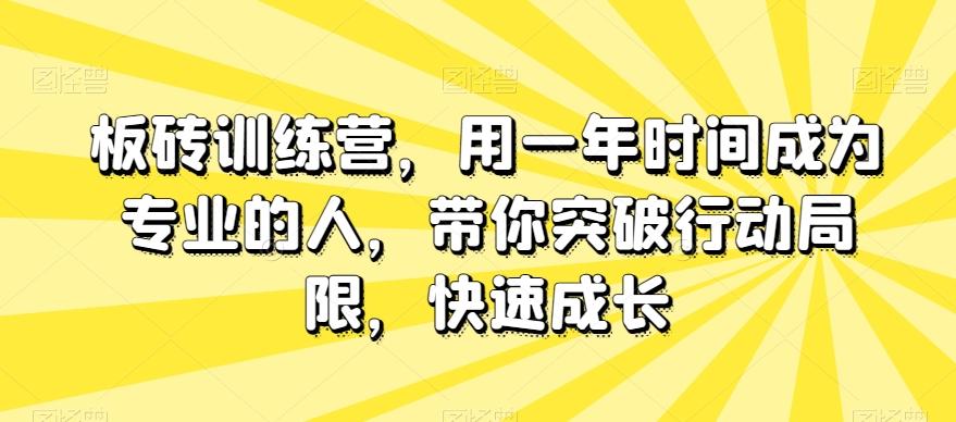 板砖训练营，用一年时间成为专业的人，带你突破行动局限，快速成长-卿云社