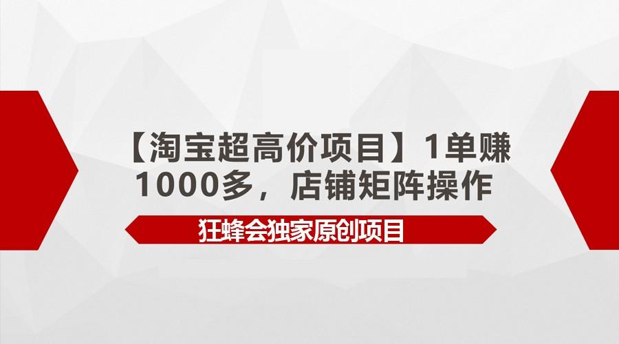 【淘宝超高价项目】1单赚1000多,店铺矩阵操作-卿云社