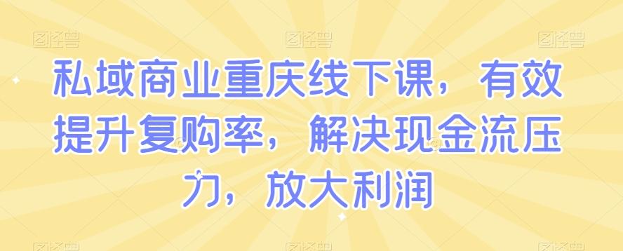 私域商业重庆线下课，有效提升复购率，解决现金流压力，放大利润-卿云社