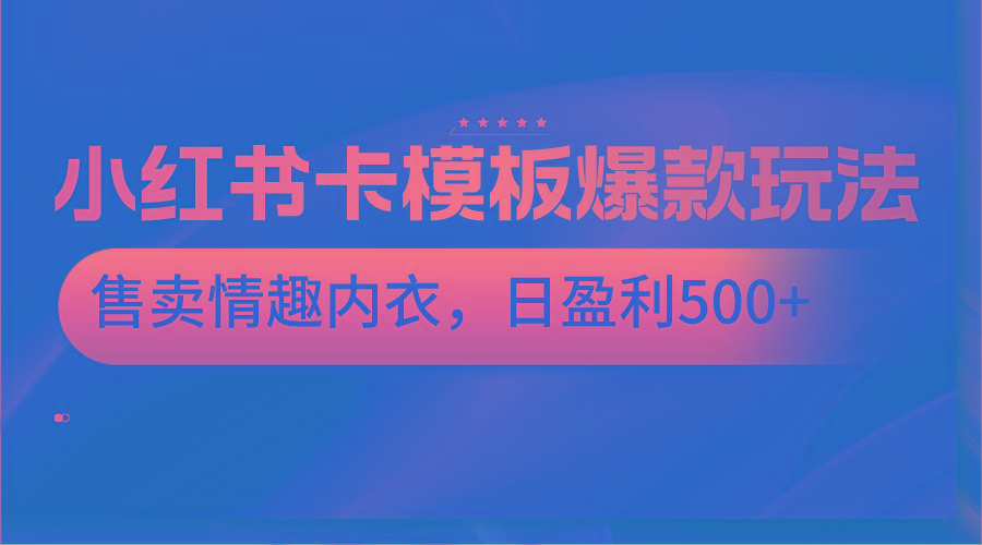 小红书卡模板爆款玩法，售卖情趣内衣，日盈利500+-卿云社