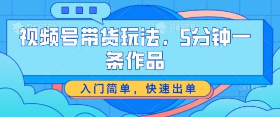 视频号带货玩法，5分钟一条作品，入门简单，快速出单【揭秘】-卿云社