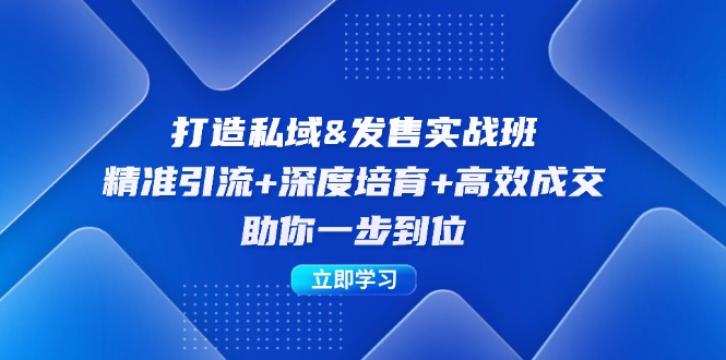 打造私域&发售实操班：精准引流+深度培育+高效成交，助你一步到位-卿云社