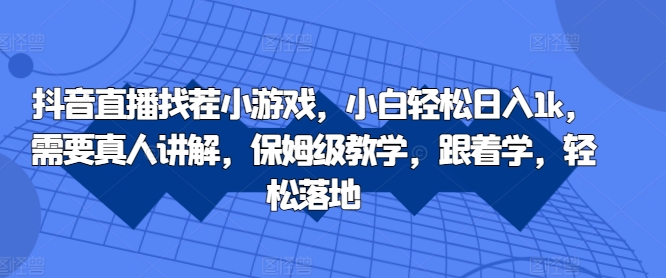 抖音直播找茬小游戏，小白轻松日入1k，需要真人讲解，保姆级教学，跟着学，轻松落地【揭秘】-卿云社