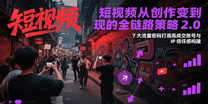 短视频从创作到变现的全链路策略2.0，7大流量密码构建IP信任感打造高成交账号-卿云社