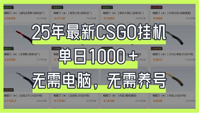 25年最新CSGO挂机系统，单日1000+，无需电脑，无需养号，0基础可上手-卿云社