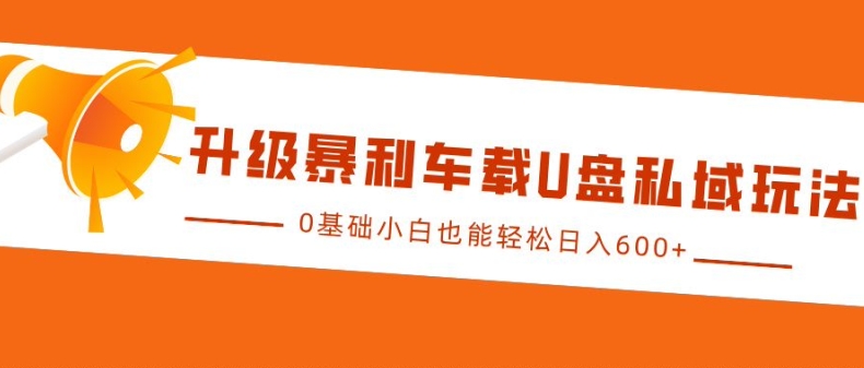 升级暴利车载U盘私域玩法，0基础小白也能轻松日入多张【揭秘】-卿云社